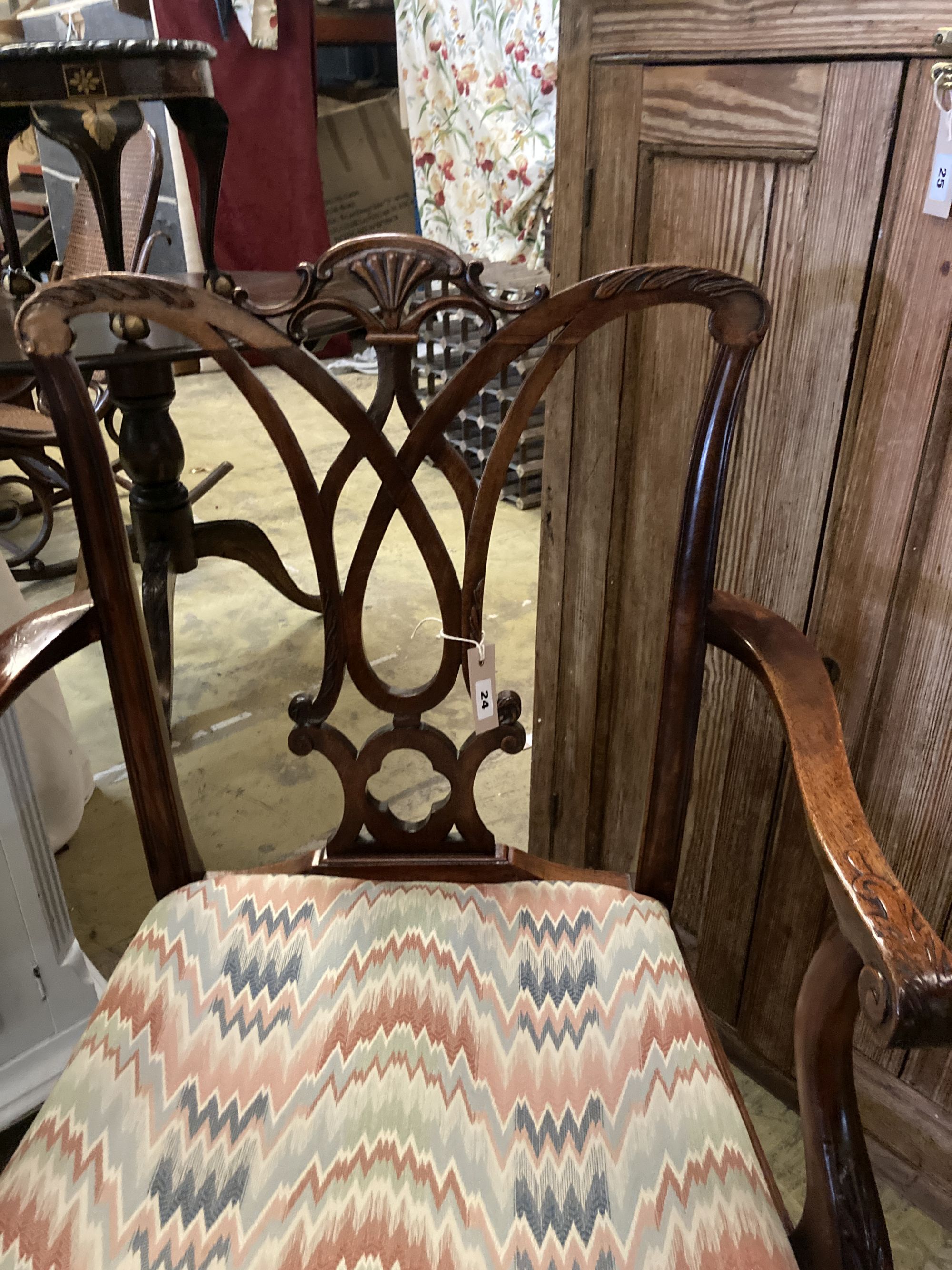 A George III mahogany elbow chair